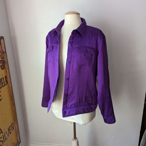 Vintage Purple Silk Jacket Size L - Picture 3 of 6